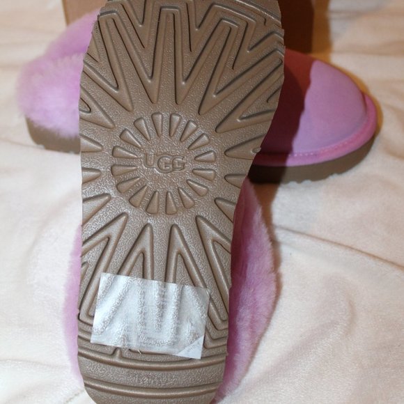NIB UGG CLUGGETTE WOMEN'S SUEDE SHEARLING SLIP ON SLIPPERS WILDFLOWER PI… - Picture 7 of 7